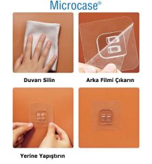 Microcase Güçlü Plastik  Yapışkanlı  Suya Dayanıklı  Banyo Mutfak Eşya Taşıma Raf Askısı 2 Adet -Şeffaf AL4269