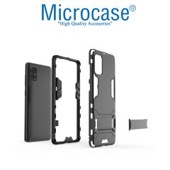 Microcase Samsung Galaxy A71 Alfa Armor Standlı Perfect Koruma Kılıf - Siyah