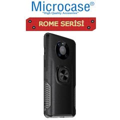 Microcase Huawei Mate 40 Pro Rome Serisi Yüzük Standlı Armor Kılıf - Siyah