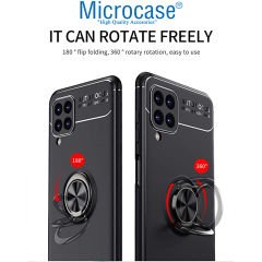 Microcase Samsung Galaxy M33 5G Focus Serisi Yüzük Standlı Silikon Kılıf - Siyah