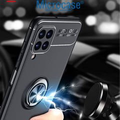 Microcase Samsung Galaxy M33 5G Focus Serisi Yüzük Standlı Silikon Kılıf - Siyah