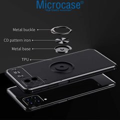 Microcase Samsung Galaxy M33 5G Focus Serisi Yüzük Standlı Silikon Kılıf - Siyah
