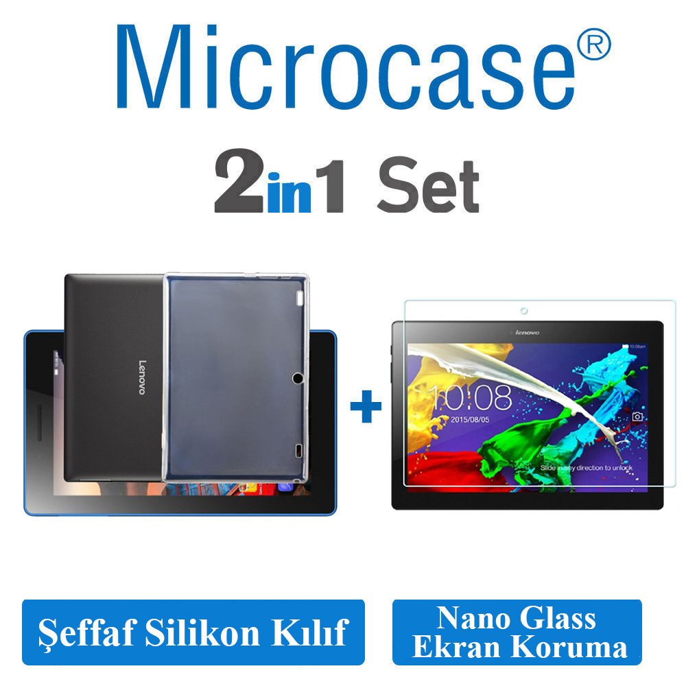 Microcase Lenovo Tab 2 A10-70 Tablet Silikon Tpu Soft Kılıf +Nano