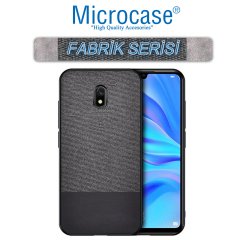 Microcase Xiaomi Redmi 8A Fabrik Serisi Kumaş ve Deri Desen Kılıf - Siyah