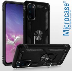 Microcase Samsung Galaxy S20 Anka Serisi Yüzük Standlı Armor Kılıf - Siyah