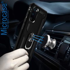 Microcase Samsung Galaxy S20 Anka Serisi Yüzük Standlı Armor Kılıf - Siyah