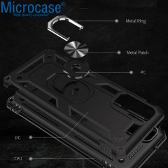 Microcase Samsung Galaxy S20 Anka Serisi Yüzük Standlı Armor Kılıf - Siyah