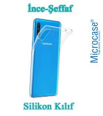 Samsung Galaxy A70 0.2 mm İnce Silikon Kılıf + Tam Kaplayan Cam
