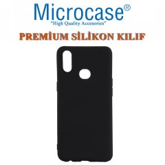 Microcase Samsung Galaxy A10s Premium Matte Silikon Kılıf - Siyah + Tam Kaplayan Çerçeveli Cam