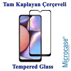 Microcase Samsung Galaxy A10s Premium Matte Silikon Kılıf - Siyah + Tam Kaplayan Çerçeveli Cam