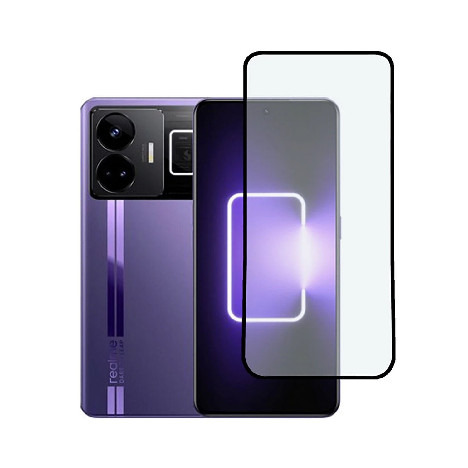 Microcase Realme GT3 - GT Neo 5 Tam Kaplayan Çerçeveli Tempered Ekran Koruyucu - Siyah AL3276