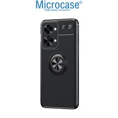 Microcase OnePlus Nord 2T Focus Serisi Yüzük Standlı Silikon Kılıf - Siyah