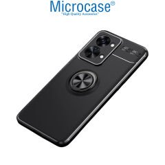 Microcase OnePlus Nord 2T Focus Serisi Yüzük Standlı Silikon Kılıf - Siyah