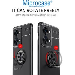 Microcase OnePlus Nord 2T Focus Serisi Yüzük Standlı Silikon Kılıf - Siyah