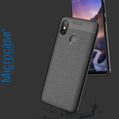 Microcase Xiaomi Mi Max 3 Leather Tpu Silikon Kılıf Siyah + CAM
