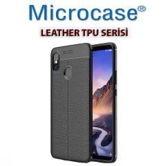 Microcase Xiaomi Mi Max 3 Leather Tpu Silikon Kılıf Siyah + CAM