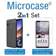 Microcase Xiaomi Mi Max 3 Leather Tpu Silikon Kılıf Siyah + CAM