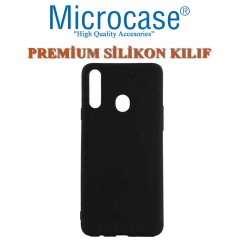 Microcase Samsung Galaxy A20s Premium Matte Silikon Kılıf - Siyah + Tam Kaplayan Çerçeveli Cam