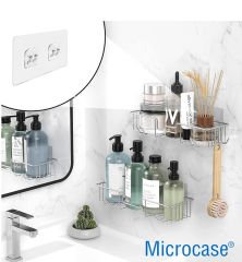 Microcase Güçlü Plastik  Yapışkanlı  Suya Dayanıklı  Çift Başlı  Banyo Mutfak Eşya Taşıma Raf Askılığı 1 Adet -Şeffaf AL4270