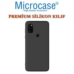 Microcase Samsung Galaxy M30s Premium Matte Silikon Kılıf - Siyah + Tam Kaplayan Çerçeveli Cam