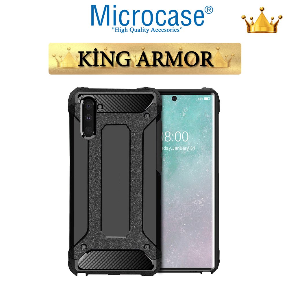 Microcase Samsung Galaxy Note 10  King Serisi Armor Perfect Koruma Kılıf Siyah