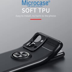 Microcase Apple iPhone 14 Plus Focus Serisi Yüzük Standlı Silikon Kılıf - Siyah