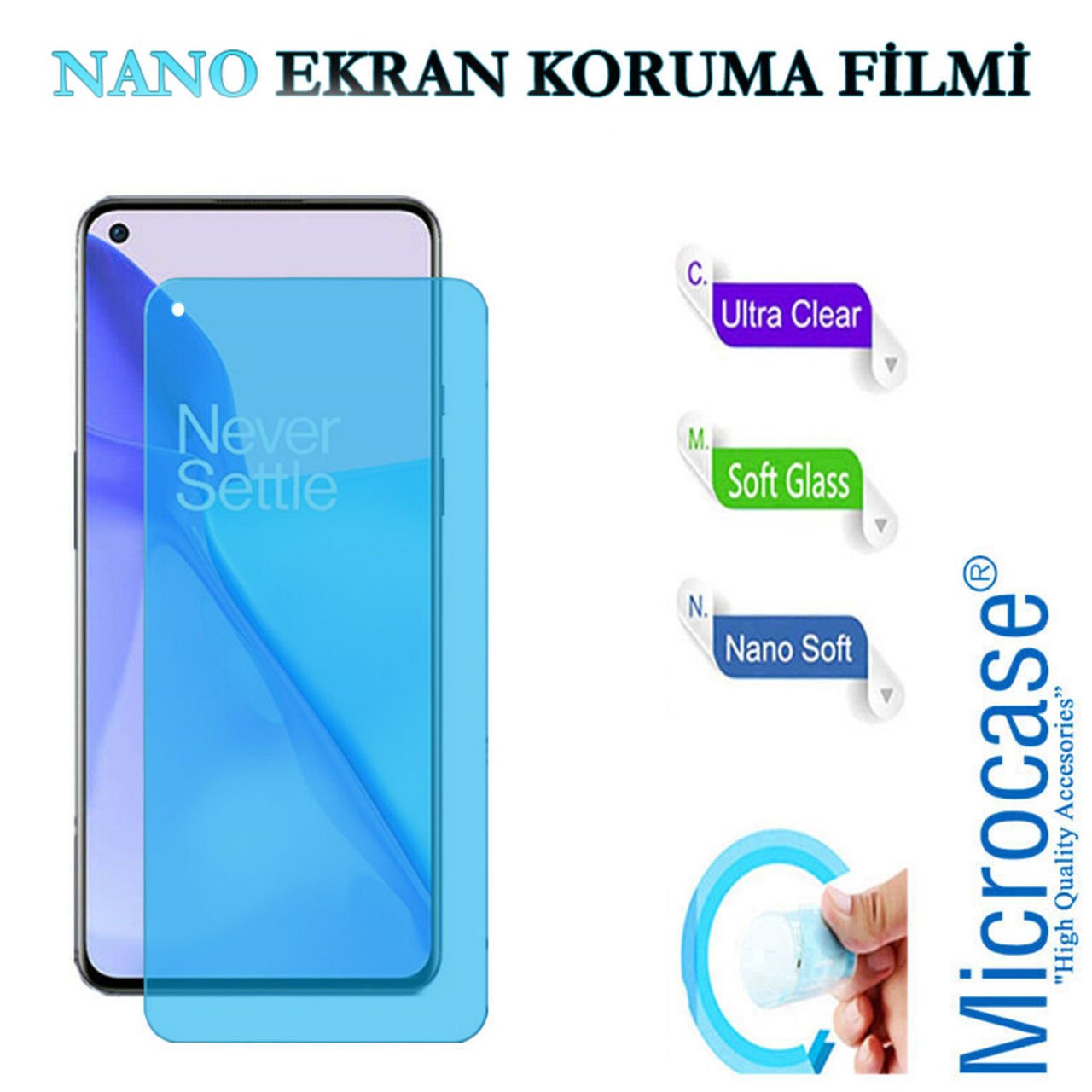 Microcase Oneplus 9R Nano Glass Cam Ekran Koruma Filmi