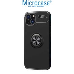 Microcase Apple iPhone 14 Plus Focus Serisi Yüzük Standlı Silikon Kılıf - Siyah