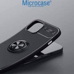 Microcase Apple iPhone 14 Plus Focus Serisi Yüzük Standlı Silikon Kılıf - Siyah