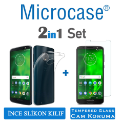 Motorola Moto G6 İnce 0.2 mm Soft Silikon Kılıf + Tempered Cam