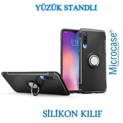 Microcase Xiaomi Mi 9 Explorer Yüzük Standlı Armor Silikon Kılıf + Tempered Glass Cam Koruma (SEÇENEKLİ)