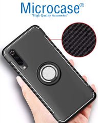 Microcase Xiaomi Mi 9 Explorer Yüzük Standlı Armor Silikon Kılıf + Tempered Glass Cam Koruma (SEÇENEKLİ)