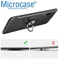 Microcase Xiaomi Mi 9 Explorer Yüzük Standlı Armor Silikon Kılıf + Tempered Glass Cam Koruma (SEÇENEKLİ)