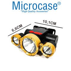 Microcase USB Şarjlı 3 Gözlü 4 Fonksiyonlu Oynarbaşlıklı Profesyonel Kafa Lambası-AL3939