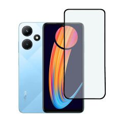 Microcase Infinix Hot 30i Tam Kaplayan Çerçeveli Tempered Ekran Koruyucu - Siyah AL3276