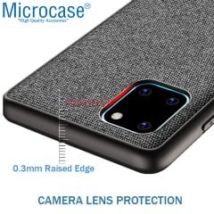 Microcase Samsung Galaxy Note 10 Lite - A81 - M60S Fabrik Serisi Kumaş ve Deri Desen Kılıf - Gri