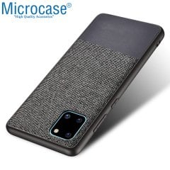 Microcase Samsung Galaxy Note 10 Lite - A81 - M60S Fabrik Serisi Kumaş ve Deri Desen Kılıf - Gri