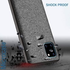 Microcase Samsung Galaxy Note 10 Lite - A81 - M60S Fabrik Serisi Kumaş ve Deri Desen Kılıf - Gri