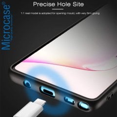 Microcase Samsung Galaxy Note 10 Lite - A81 - M60S Fabrik Serisi Kumaş ve Deri Desen Kılıf - Gri