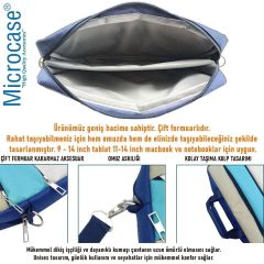 Microcase Honor Pad 9 12.1 inch ile uyumlu Tablet Macbook Laptop Tablet Çantası 2 Bölmeli AL4821 Krem Turkuaz Bej