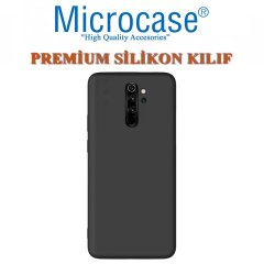 Microcase Xiaomi Redmi Note 8 Pro Premium Matte Silikon Kılıf - Siyah + Tam Kaplayan Çerçeveli Cam
