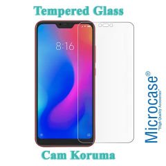 Microcase Xiaomi Mi A2 Lite - Redmi 6 Pro Fabrik Serisi Kumaş ve Deri Desen Kılıf - Siyah + Tempered Glass Cam Koruma