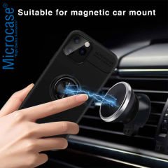 Microcase Apple iPhone 14 Pro Max Focus Serisi Yüzük Standlı Silikon Kılıf - Siyah
