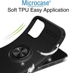 Microcase Apple iPhone 14 Pro Max Focus Serisi Yüzük Standlı Silikon Kılıf - Siyah
