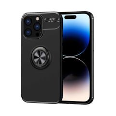 Microcase Apple iPhone 14 Pro Max Focus Serisi Yüzük Standlı Silikon Kılıf - Siyah