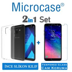 Samsung Galaxy A9 Lite İnce 0.2 mm Silikon Kılıf + Ekran Koruma