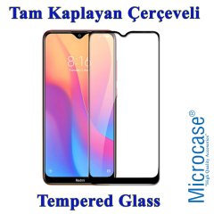 Microcase Xiaomi Redmi 8A Premium Matte Silikon Kılıf - Siyah + Tam Kaplayan Çerçeveli Cam