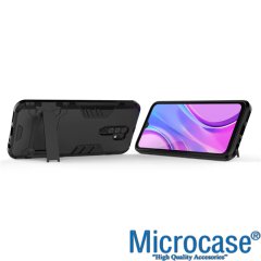 Microcase Xiaomi Mi 10 Ultra Batman Serisi Yüzük Standlı Armor Kılıf - Siyah