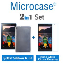 Microcase Lenovo Tab3 7 710F A710F 7 Silikon Kılıf+Nano Glass