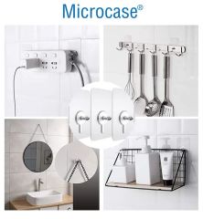 Microcase Güçlü Plastik  Yapışkanlı  6mm Hanger Vidalı Eşya Ürün  Raf Tutucu  Askılık 2 Adet -Şeffaf AL4263